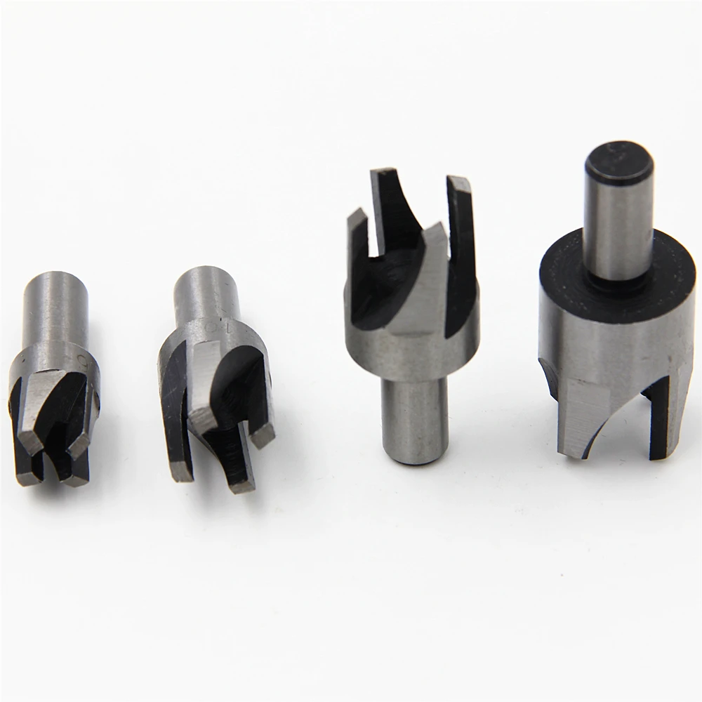 4pcs-Round-Shank-3-8-9-5mm-Carpentry-Wood-Plug-Cutter-four-tooth-chamfered-cutters-Chamfered