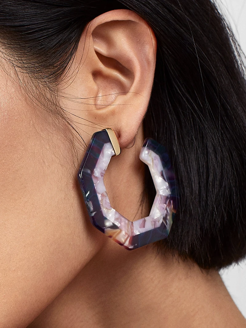 

Yhpup New Fashion Big Acrylic Boho Hoop Earrings Temperament Simple Design Earrings boucle d'oreille femme 2019 Party Jewelry