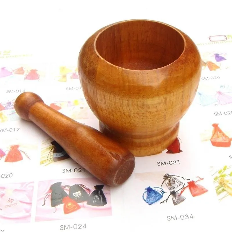 

Bamboo Mortar and Pestle Mills Kitchen Dining bar Cookware Cooking Tools