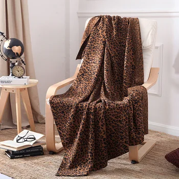 

Cotton knitted blanket Leopard printed towel blanket for sofa bed portable travel airplane adult baby soft throw blankets