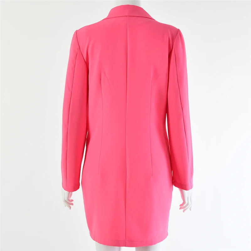 Colysmo Sexy Blazer Dress Women Autumn Slim Fit Bodycon Pockets Ffice Lady Short Dress Double Breasted Work Wear Pink Dress