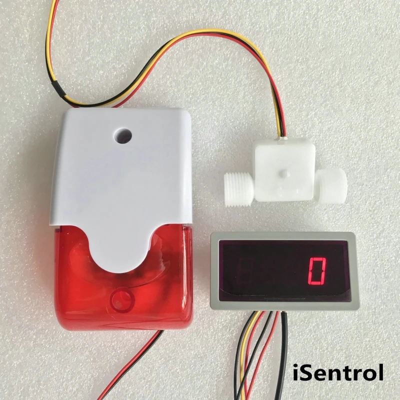

US308MA +USN-HS21TS-1 0.1-1.5L/min flow sensor Flow Meter and Alarmer Flow Rate Display 110dB with Light for Pump protection