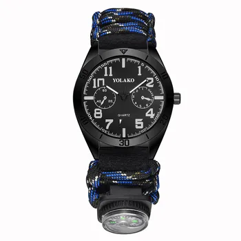 

YOLAKO Nylon Strap Band With Compass Men Military Army Quartz Wrist Watch Gift Electronic Watch fashion gif Men's watch Outdoor