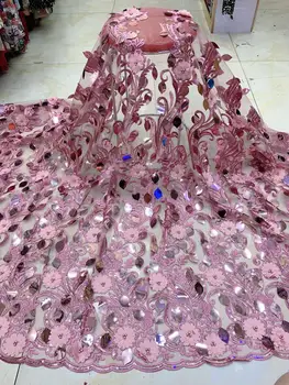 

Nigerian Lace Fabrics 2019 French Lace Fabric High Quality 3D Beaded Lace Union African Lace Applique Fabric For Dress
