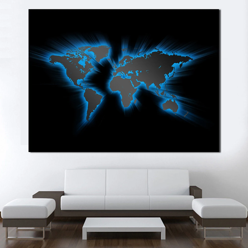 JQHYART светящийся мир Настенная картина со стилизованной картой мира для гостиной настенные картины на холсте масляная живопись настенные картины без рамки