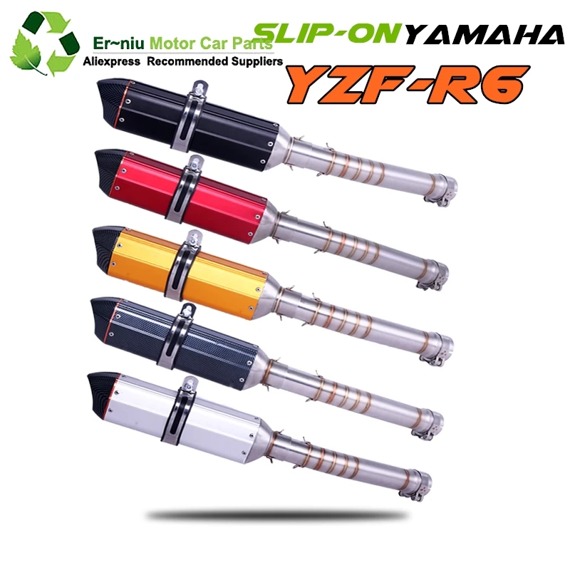 

Motorcycle Exhaust Muffler Escape Modified Link Middle Pipe Full System Slip On For yamaha YZF R6 YZF-R6 1998-2005