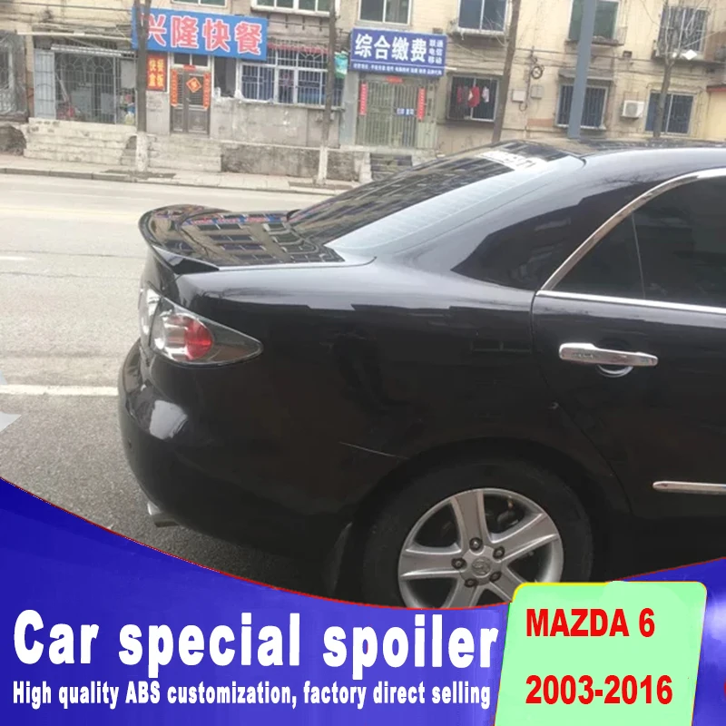 

6 spoiler for 2003 to 2016 ABS material high quality primer or black white color paint for Mazda 6 spoiler by rear trunk spoiler