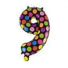 Dot Цвета цифры волновой точки номер от 0 до 9 фольги Воздушные шары День рождения воздушный шар в форме цифры Свадебные Рождественские воздушные шары для украшения - Цвет: 9