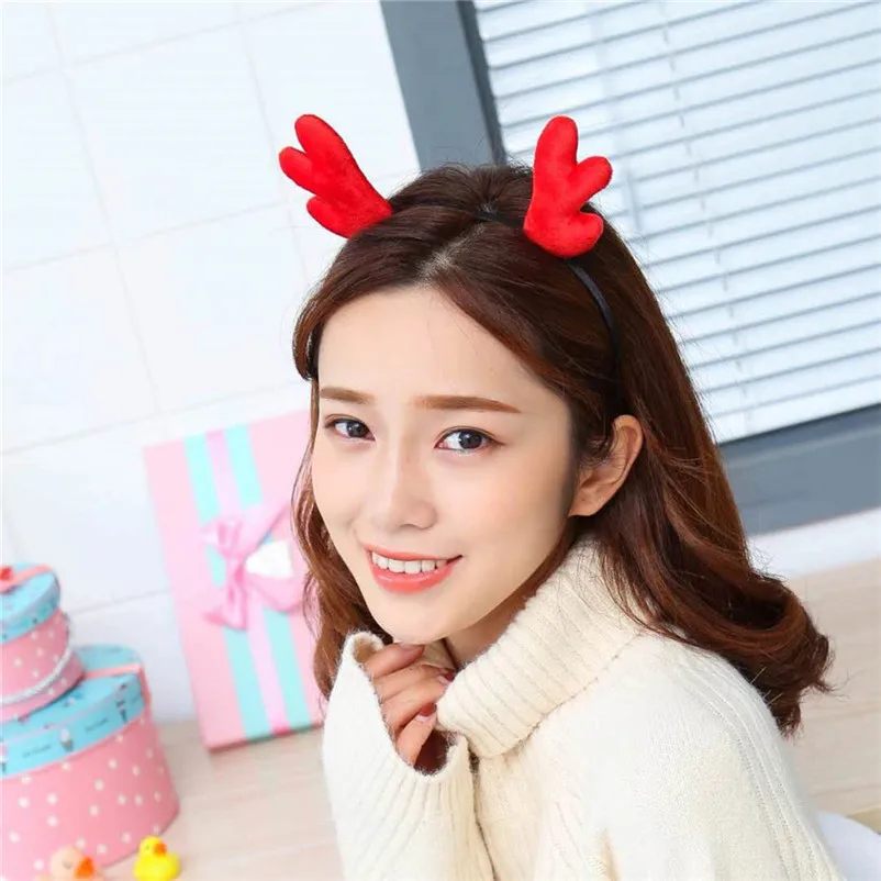 Christmas Women Headbands Antlers Headwrap Plush Antlers Hair Unique Design Festival Hair Band Accessories Navidad O16 (3)