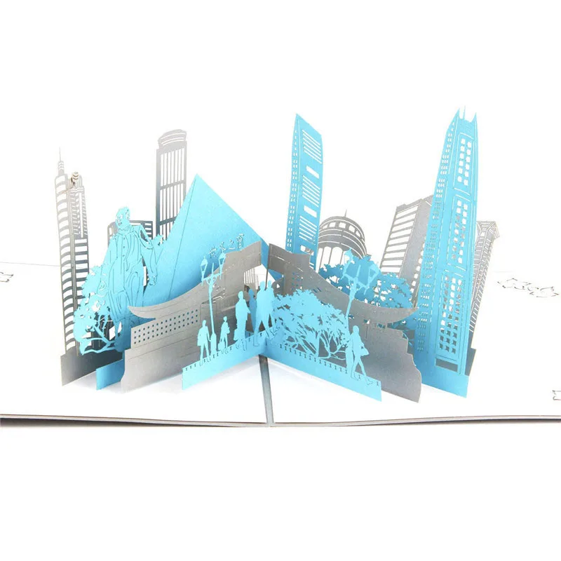  3D Laser Cut Handmade Chinese Shenzhen City Paper Invitation Greeting Cards PostCard Business Creat - 32792389161