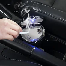 Автомобильный держатель для стакана воды со слотом, аксессуары, светодиодный, офисная, нержавеющая сталь, крышка для сигарет, пепельница, пепельница, цилиндрический держатель для стакана