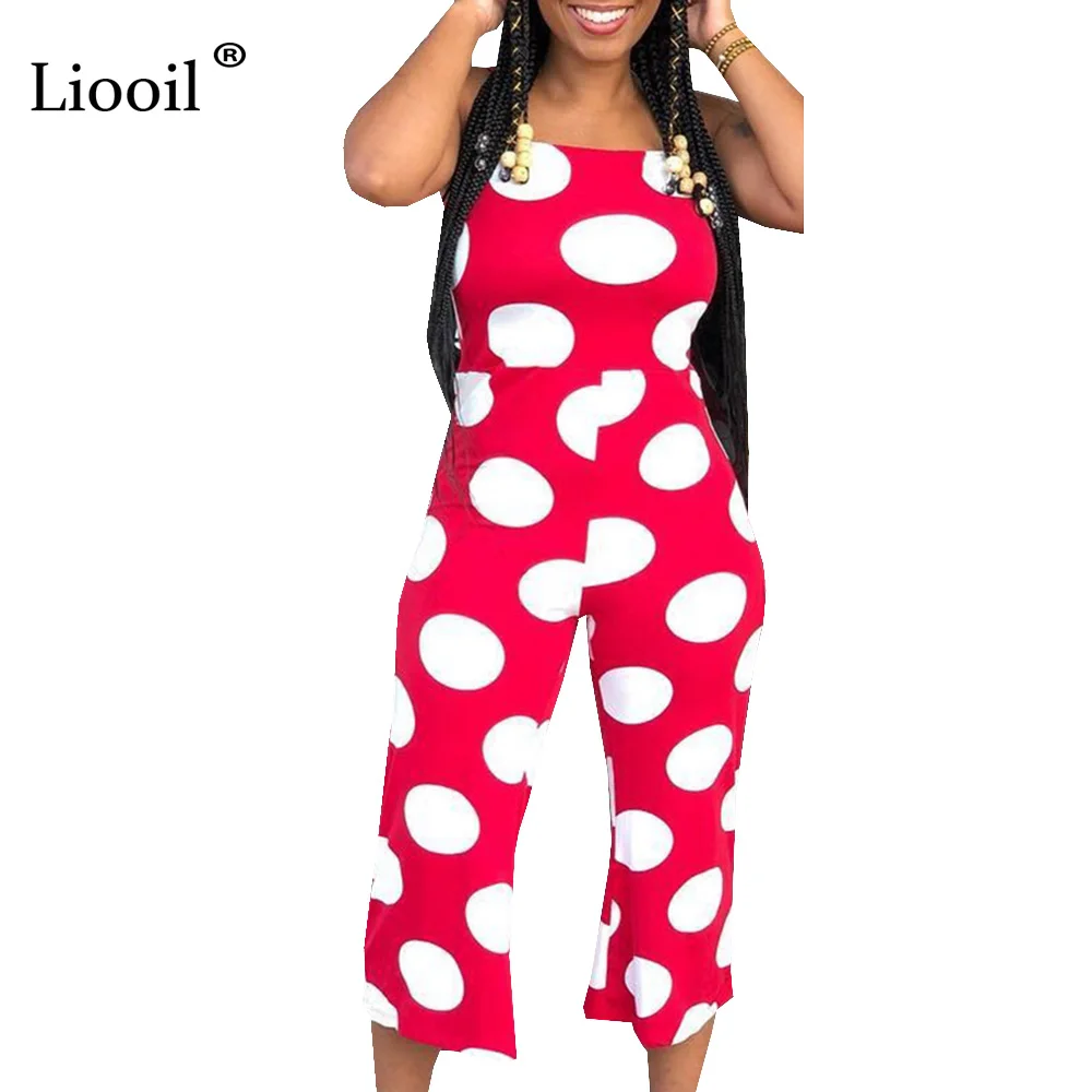 

Liooil Sexy Polka Dot Jumpsuit Clubwear New Arrival 2019 Spaghetti Strap Romper Party Plus Size Rompers Womens Jumpsuit Overalls