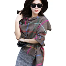 2016 New Fashion Plaid Thick Winter Shawls Women Tassels Hem Soft Blended Cashmere Scarves Classical British