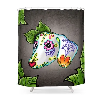 

Day Of The Dead Dachshund Sugar Skull Dog Shower Curtain Waterproof Polyester Fabric Bathroom Decor Printed Shower Curtain