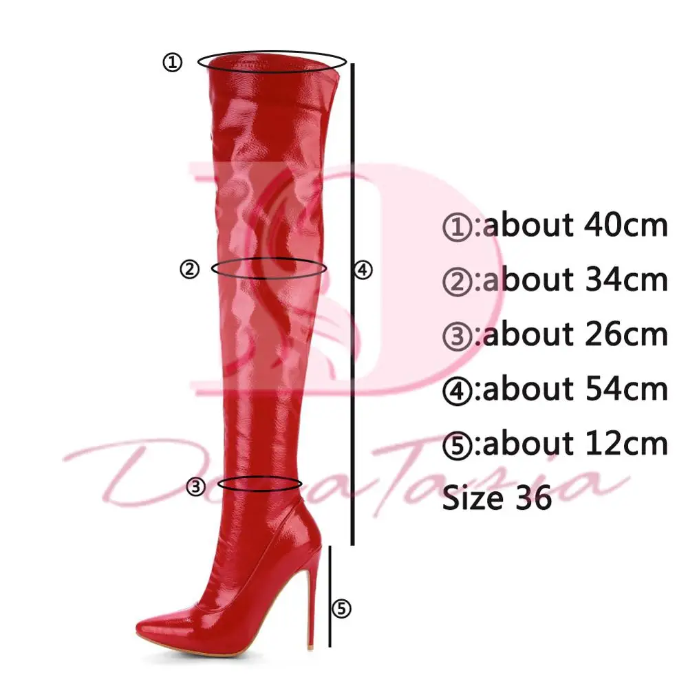 DoraTasia Plus Size 48 brand Pointed Toe Women Shoes Boots Sexy Thin High Heel Party Shoe woman Winter ovet the knee Boots
