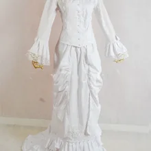 Элегантный белый хлопок 1870/90 s викторианские Бальные платья могут быть на заказ