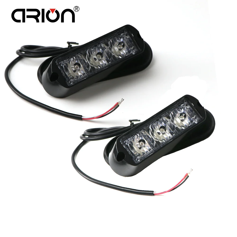 

CIRION Hot Sale 2Pcs/Lot 3 LED Amber Red Blue Green Car Truck Grille Emergency Strobe Warning Light Lights Lamp 12V/24V