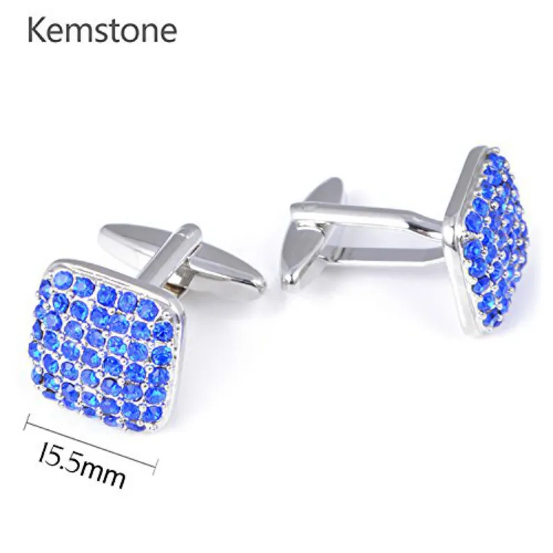 

Kemstone Trendy Blue Crystal Alloy Square Cufflinks Mens Jewelry Present
