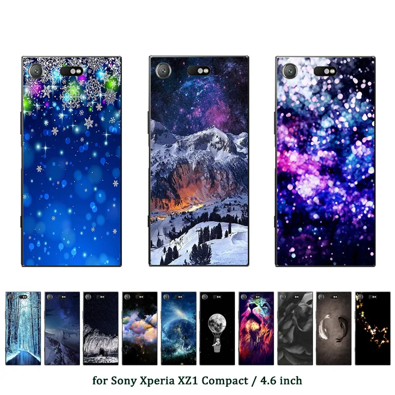 4.6' Cover for Sony Xperia XZ1 Compact Phone Cases Snowflake Printing Coque Z1 Soft Silicone TPU Shell |