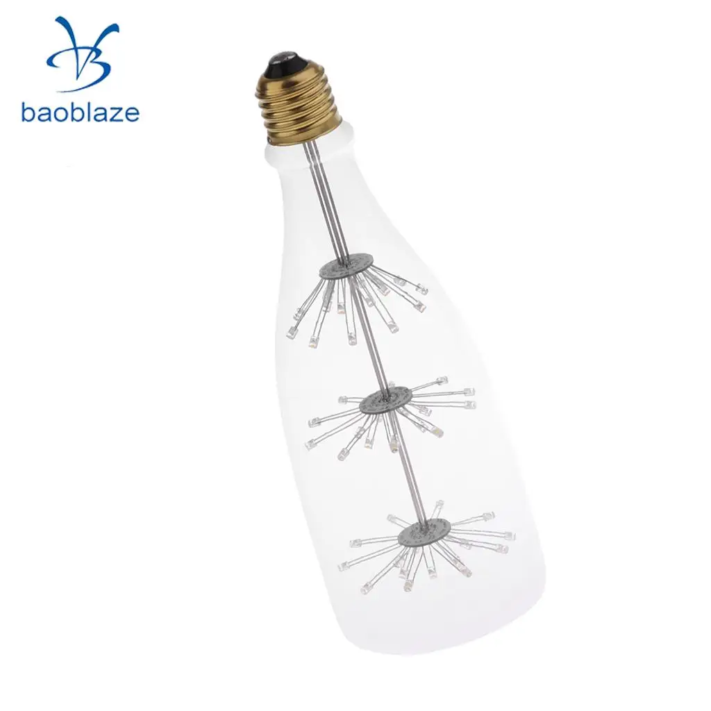 Vintage Light Bulb Tungsten Filament Amber Clear Glass 3Watts 220V E27 Base