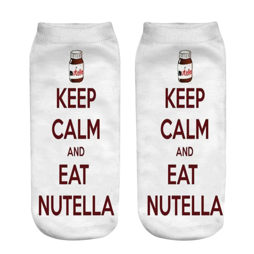 Новинка 2019 носки с 3D принтом Keep calm and eat Nutella мужские и женские короткие оптовая
