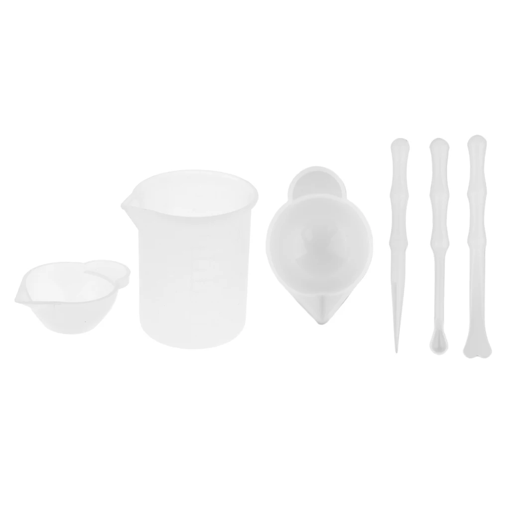6pcs Silicone Reusable Mixing Measuring Cups Liquid Epoxy Resin Stirring Distribution Hobby Casting Jewelry Making DIY Tools