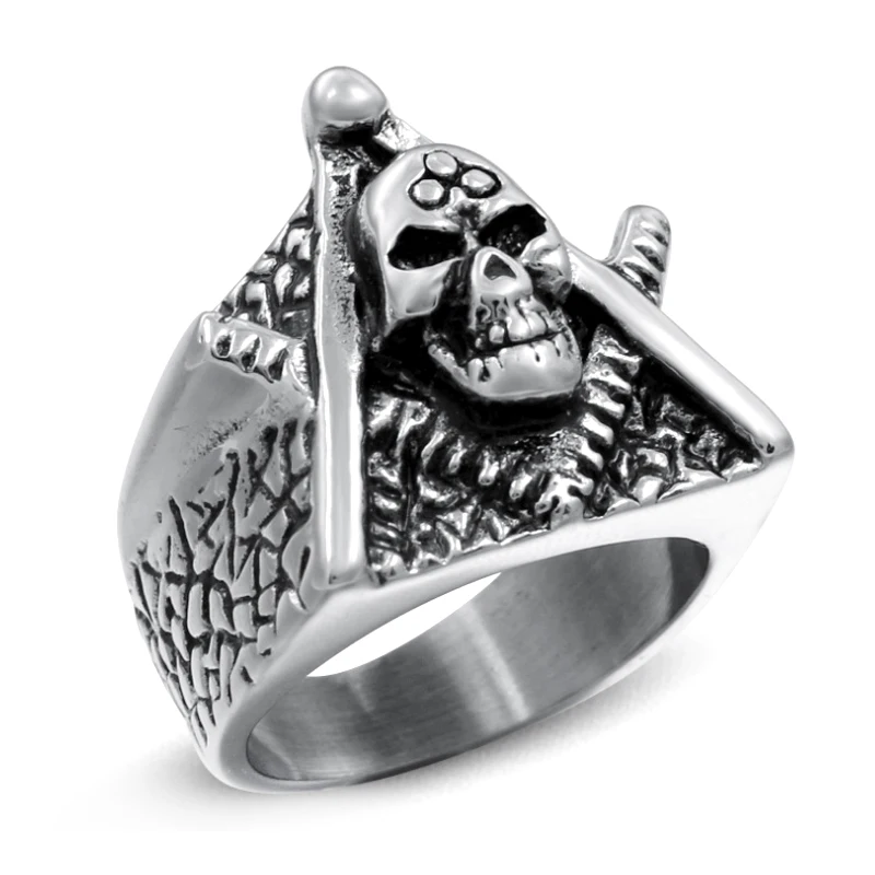 

New Fashion Silver Stainless Steel Masonic Ring for Men, master masonic signet ring, freemason Male Skull ring jewelry Wholesal