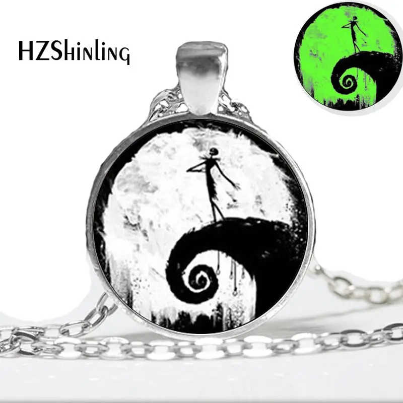 

Glowing Pendant Nightmare Before Christmas Necklace Jack Skellington Jewelry Glow in The Dark Necklace