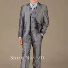 Новое поступление, серый детский смокинг из Германии на двух пуговицах, деловые костюмы для начальной школы костюмы для выпускного вечера для мальчиков(куртка+ штаны+ жилет+ галстук) K: 686