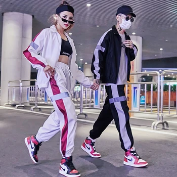 

Couple Reflector Two Piece Set Men Jacket Autumn Jogging Casual Tracksuit Streetwear Hip Hop Jogger Set Men Clothes Sweatsuit