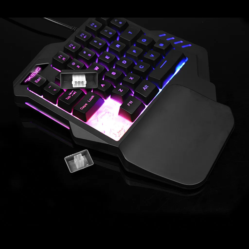G30Wired Gaming RGB LED Backlit Keyboard Membrane Keypad for LOL One-handed Keys/CF