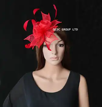 Wholesale NEW 12 multiple color.Small Sinamay Fascinator women\'s hat with Feathers for wedding,kentucky derby.FREE SHIPPING