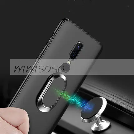 

For Oneplus 3 3T 5 5T 6 6T Silicone Cover Luxury Magnet Car Case TPU Soft Back Case with Finger Ring For Oneplus 6T One Plus 6T