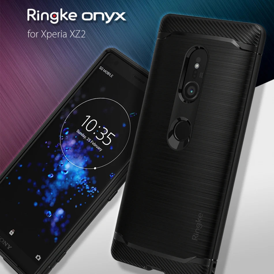 

Original Ringke Onyx Flexible Sleek TPU Brushed Steel Finish Shock Absorption Case for Sony Xperia XZ2/2 Compact