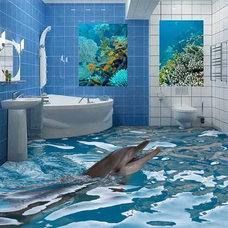 2016 износостойкие 3D обои с изображением дельфина для пола настенные наклейки