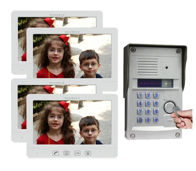 

ZHUDELEHome Security Intercom System Kits 4X10.1"Display Scree Video Door Phone+1XMetal CCD Camera FRID Panel,Support IP Camera