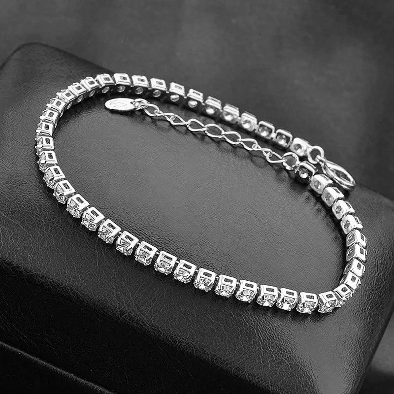 Теннисный браслет StoneFans с кристаллами фианита, браслет с цирконом, цепочки на запястье, позолоченные браслеты с кристаллами для женщин, женские украшения - Окраска металла: 1901-Silver