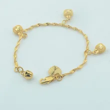 7 мм широкий детский желтый золотой цвет воды волна цепи браслет с подвеской в виде фрукта