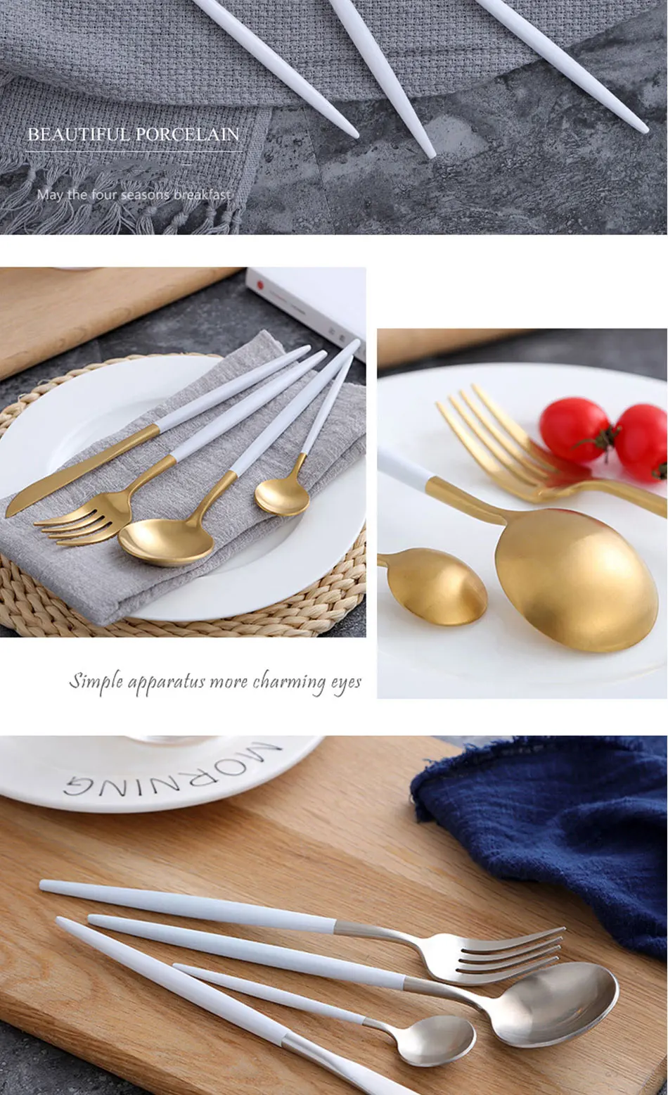 Luxury 304 Stainless Steel Tableware Set Black Rose Gold European Western Food Dinnerware Sets knife Forks Black Cutleries 4pc (7)