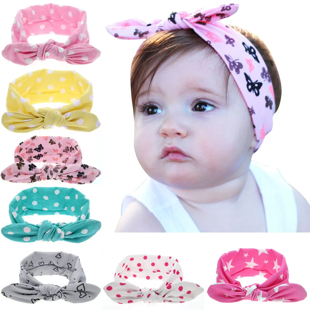 Rabbit Ear Bow knot princess Headbands Headwear Bow Dot Elastic Knot