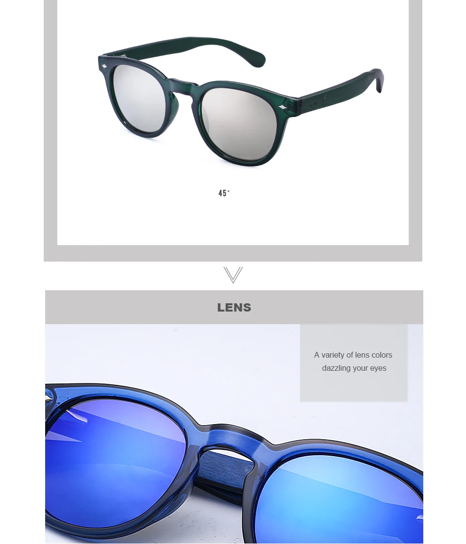 HU дерево женские солнцезащитные очки в деревянной оправе Пластик Frame модные оттенки Модные синие зеркальные солнцезащитные очки для мужчин Круглых Солнцезащитных Очков GR8017