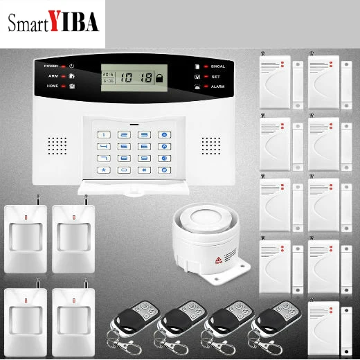 

SmartYIBA GSM SMS Home Burglar Security Wireless GSM Alarm System LCD Display Remote Controller PIR Detector Sensor Alarm Kits