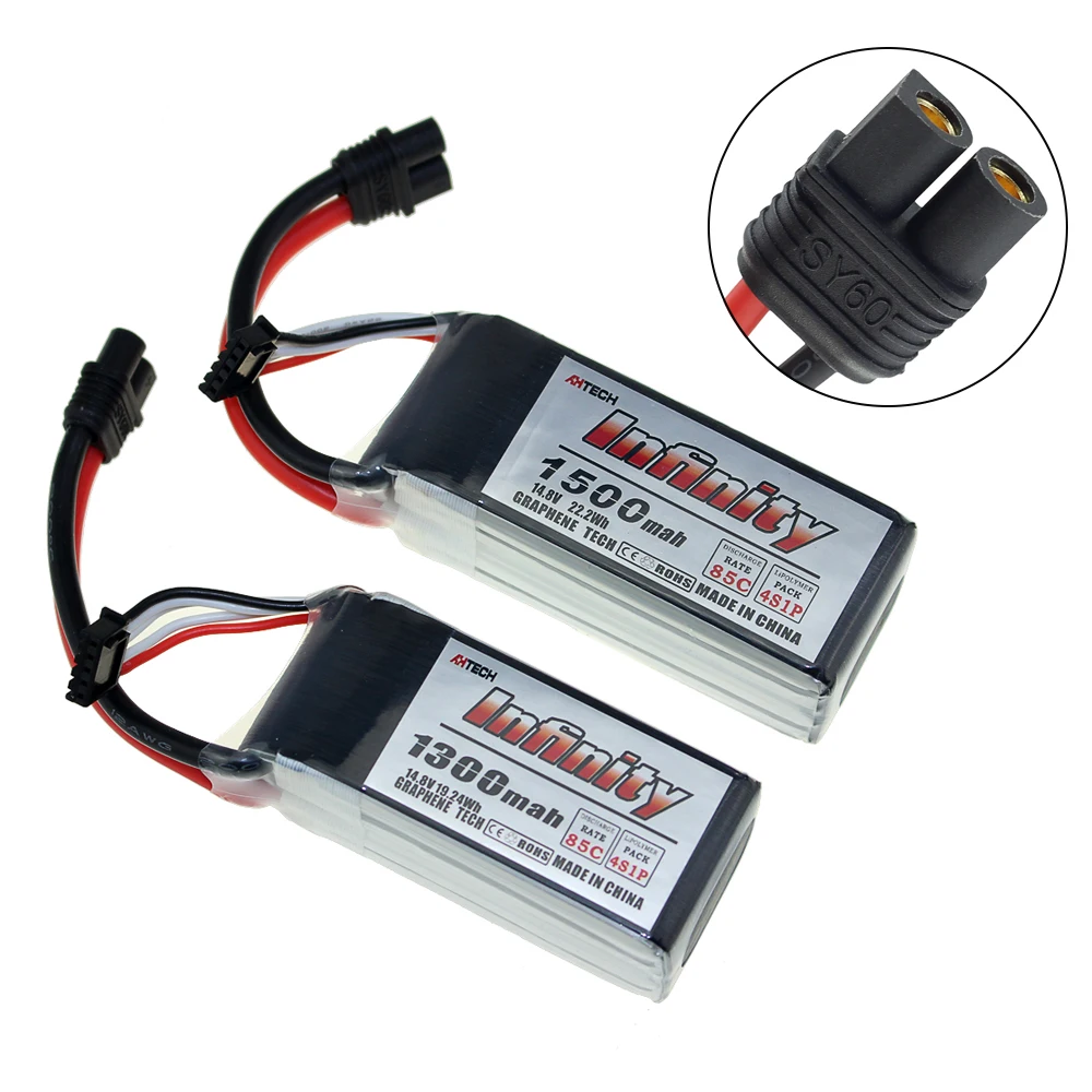 

2/5PCS for Infinity 4S 14.8V 1500mAh 85C Graphene LiPo Battery Rechargeable XT60 Plug Connector Support 15C Boosting Charger