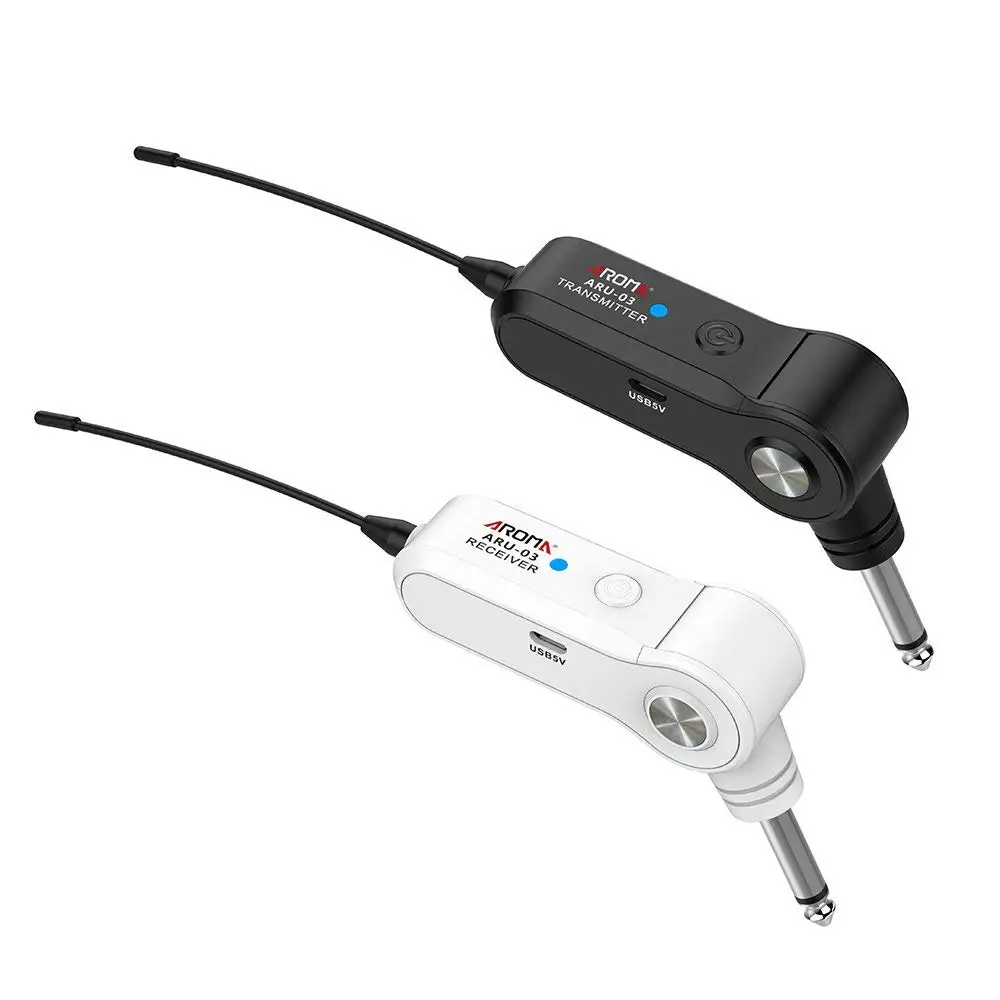 

AROMA ARU-03 UHF Wireless Guitar Transmitter Audio Transmission System Electric Guitar Transmitter Receiver Set Built-in Battery