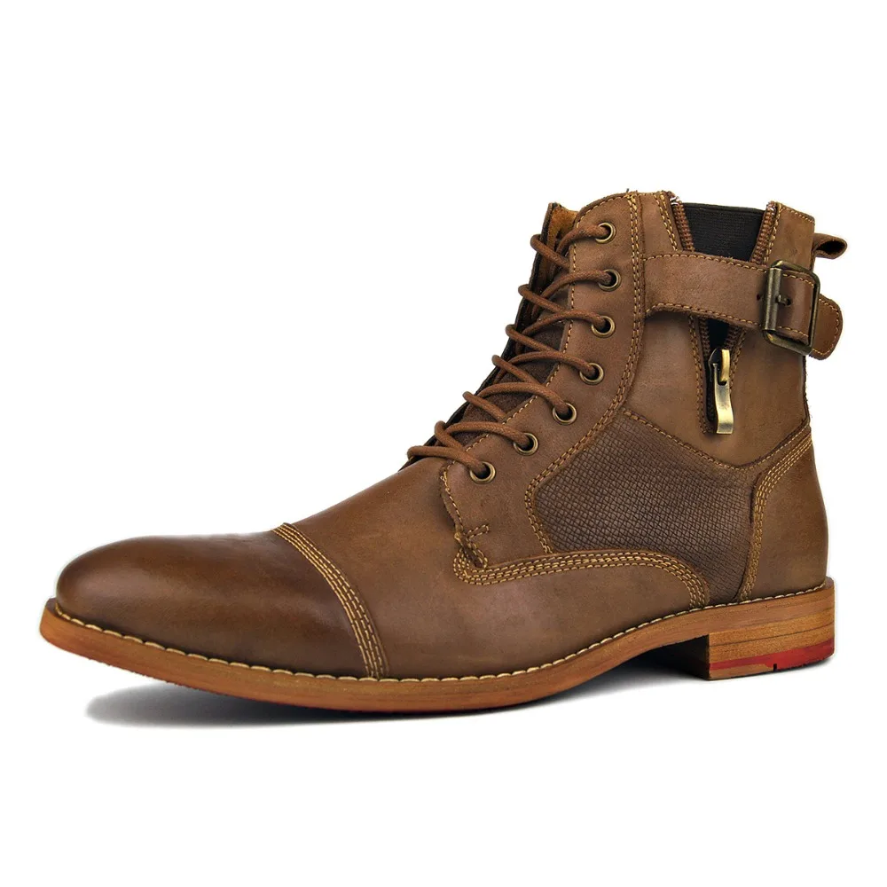 

OTTO Fashion Design Men Genuine Cow Leather Ankle Boots,Lace Up Plush Men boots Brown 2018 new shoes,Best Quality,Larger Stock