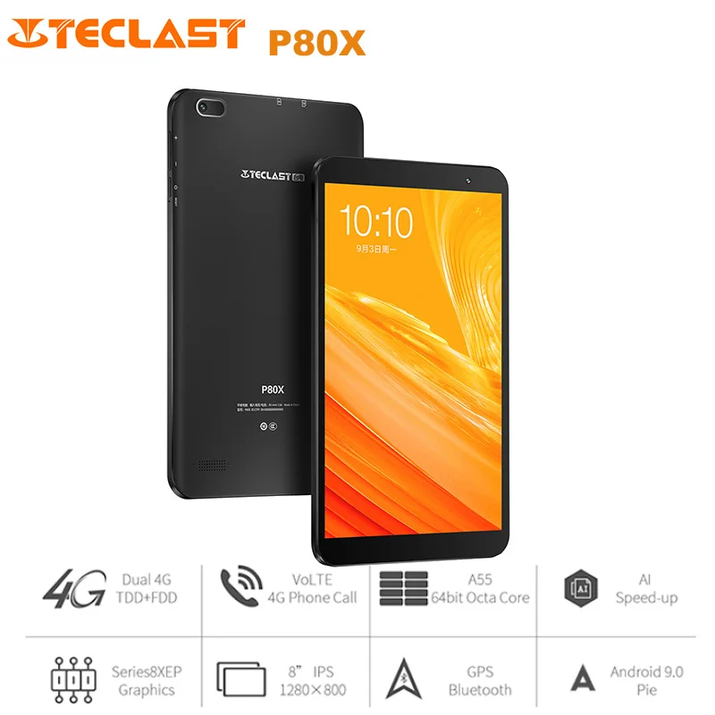 Teclast P80X 8,0 дюймов 4G Phablet телефонный звонок планшет Android 9,0 Spreadtrum SC9863A 1,6 ГГц Восьмиядерный 2 ГБ+ 16 Гб 2-мегапиксельная камера планшетный ПК