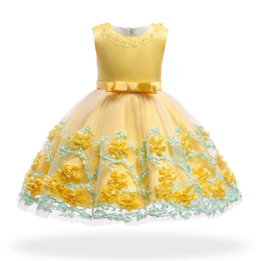 Коллекция года, костюм принцессы Детские платья для девочек праздничное платье с цветочным рисунком для девочек Элегантное свадебное платье для девочек 3-10 лет