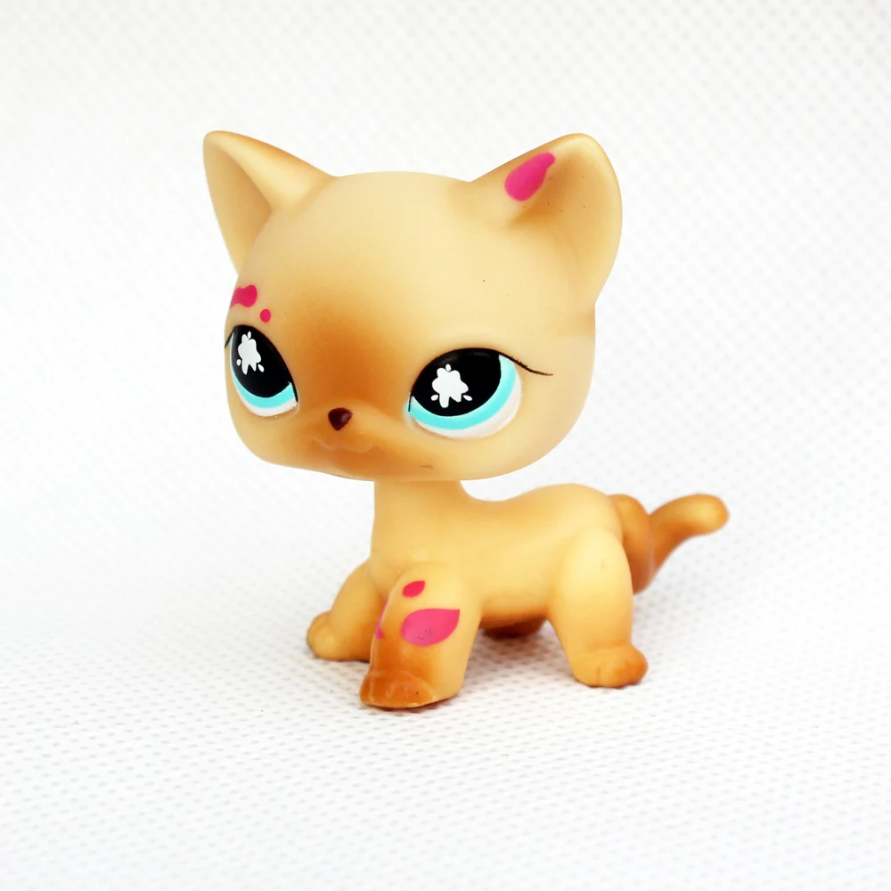 Редкие животные pet shop игрушки стоят оригинальные короткие волосы кошки#816 старый Настоящий желтый котенок фигурка игрушки для детей
