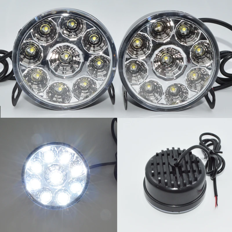 

Super Bright DRL 2pcs x 9 LED Car head Front Round Fog Tail light Off-road Lamps parking Lamp Daytime Running Lights Car Styling