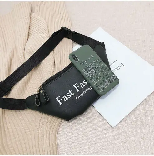 

Women Casual Waist Bag PU Pack Waterproof Chest Bags Ladies Hobos Letter Wallet Belt Zip Bum Pouch
